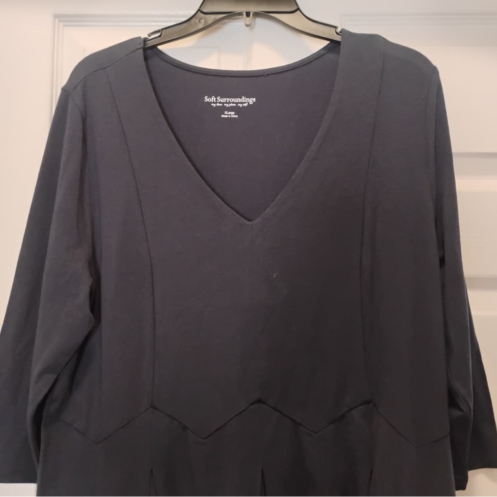 Soft Surroundings Navy Blue V-Neck Long Sleeve Dress XL - Picture 2 of 4